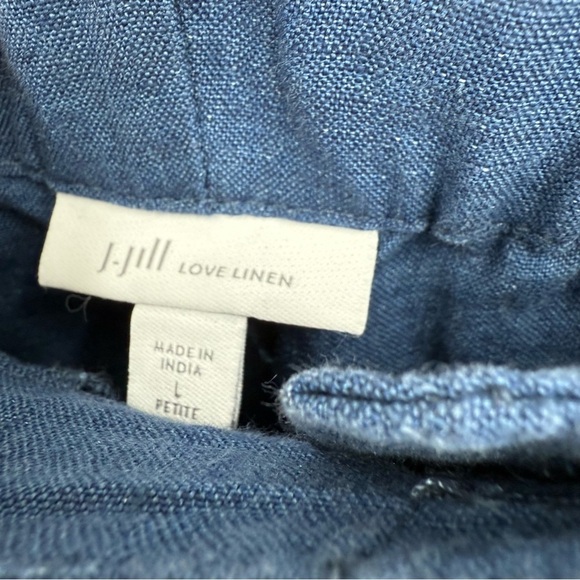 J Jill Womens Love Linen Pants Size Large Petite Blue Flat Front Pockets - Picture 6 of 8